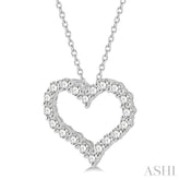 1 Ctw Heart Shape Round Cut Diamond Pendant With Chain in 14K White Gold